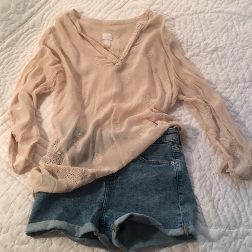 Cream Peasant Blouse
